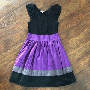BeBop Purple Gray Black Cap Ruffle Sleeve Dress